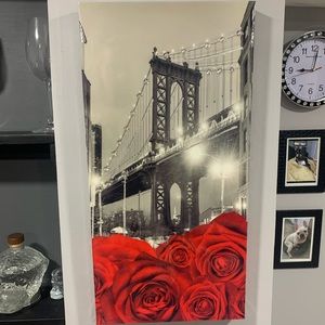 NYC wall art black and white with roses in color and embellishments. Beautiful!